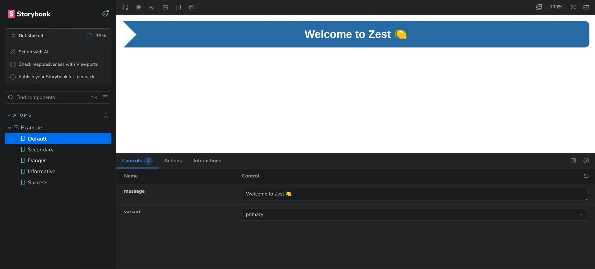Storybook — documentation vivante des composants
