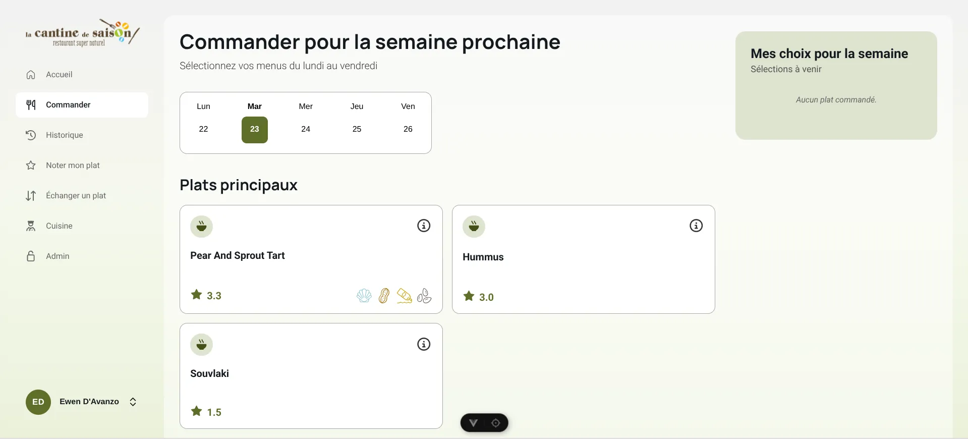 Refonte globale de l'application « Cantine de saison »