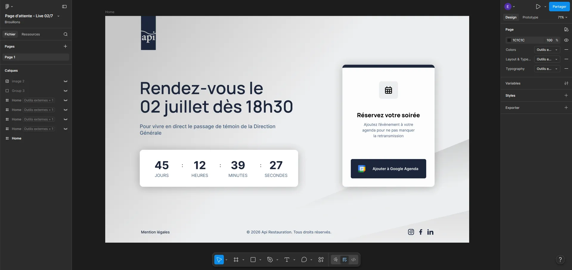 Page web événementielle — Live « Passage de témoin »