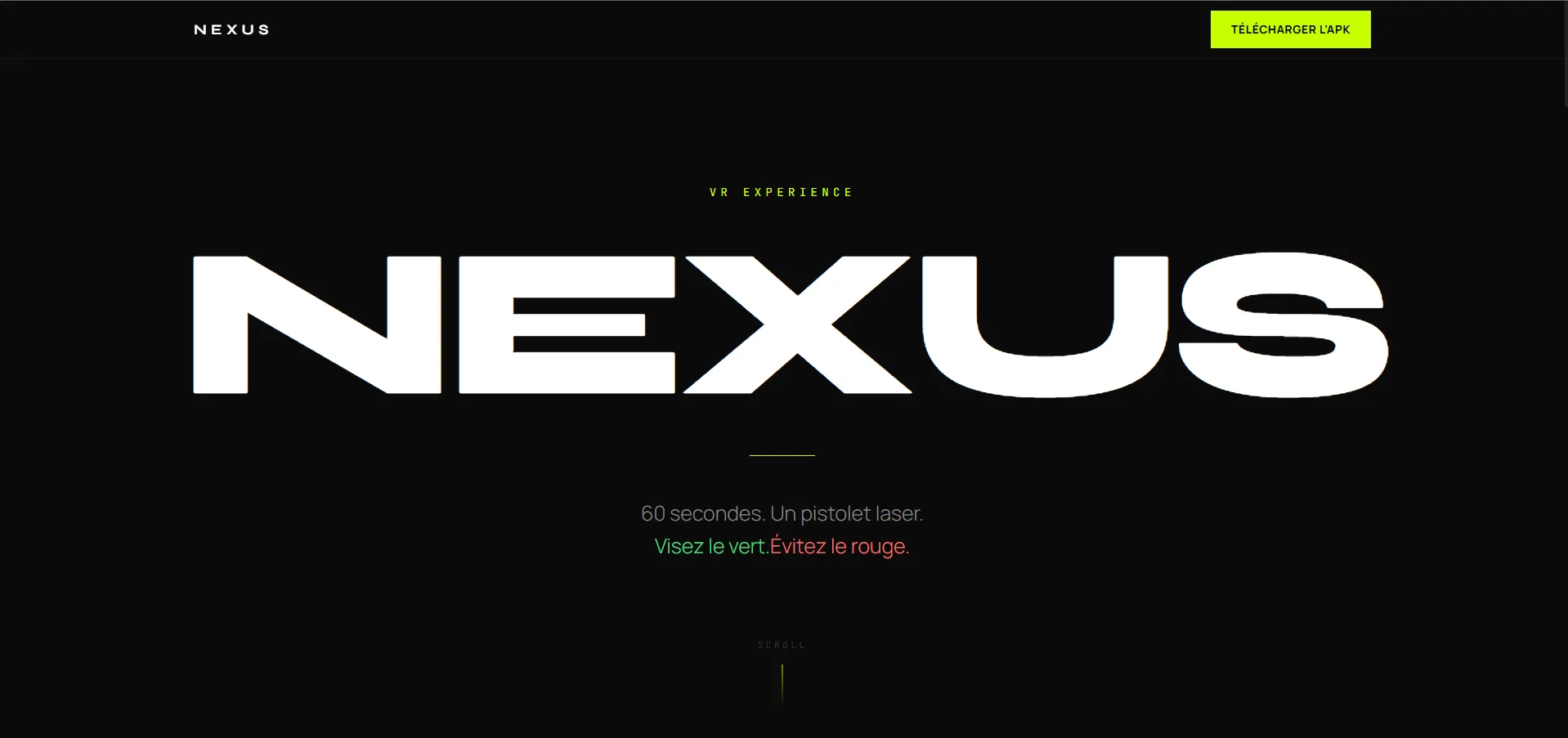 Nexus — Jeu de tir en Réalité Virtuelle (VR) et site de présentation
